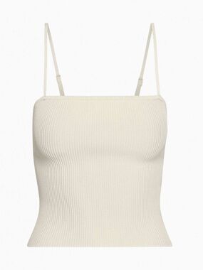 Aritzia Babaton Sculpt Knit Cami Tank - Matte Pearl Off White Ribbed Camisole